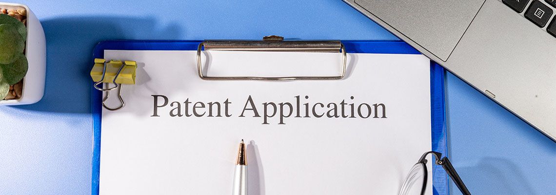 Patent Application file on table