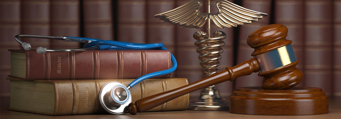 Law book, Stethoscope and Gavel, Medical Jurisprudence