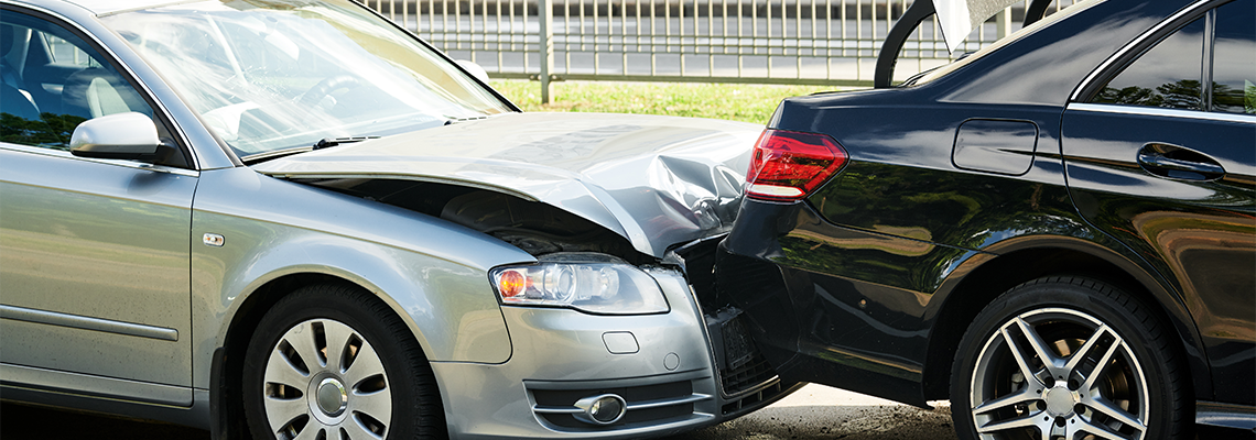 Two car crashed accident on street