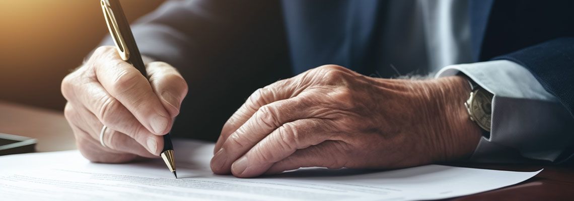 Old man signing last will