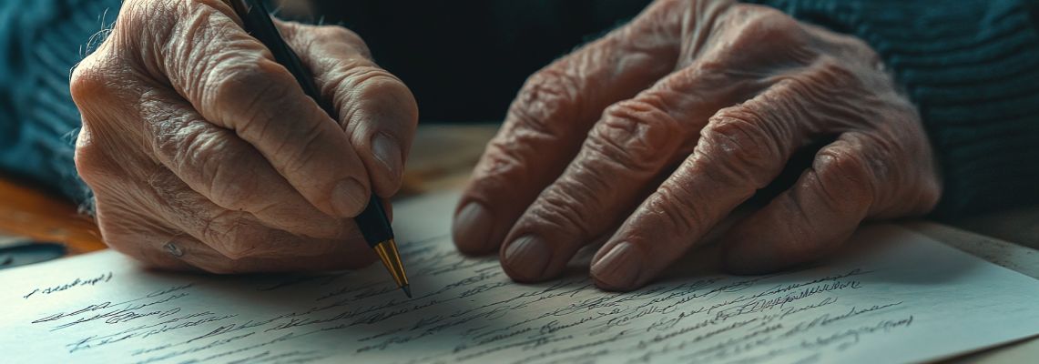 Old man preparing last will