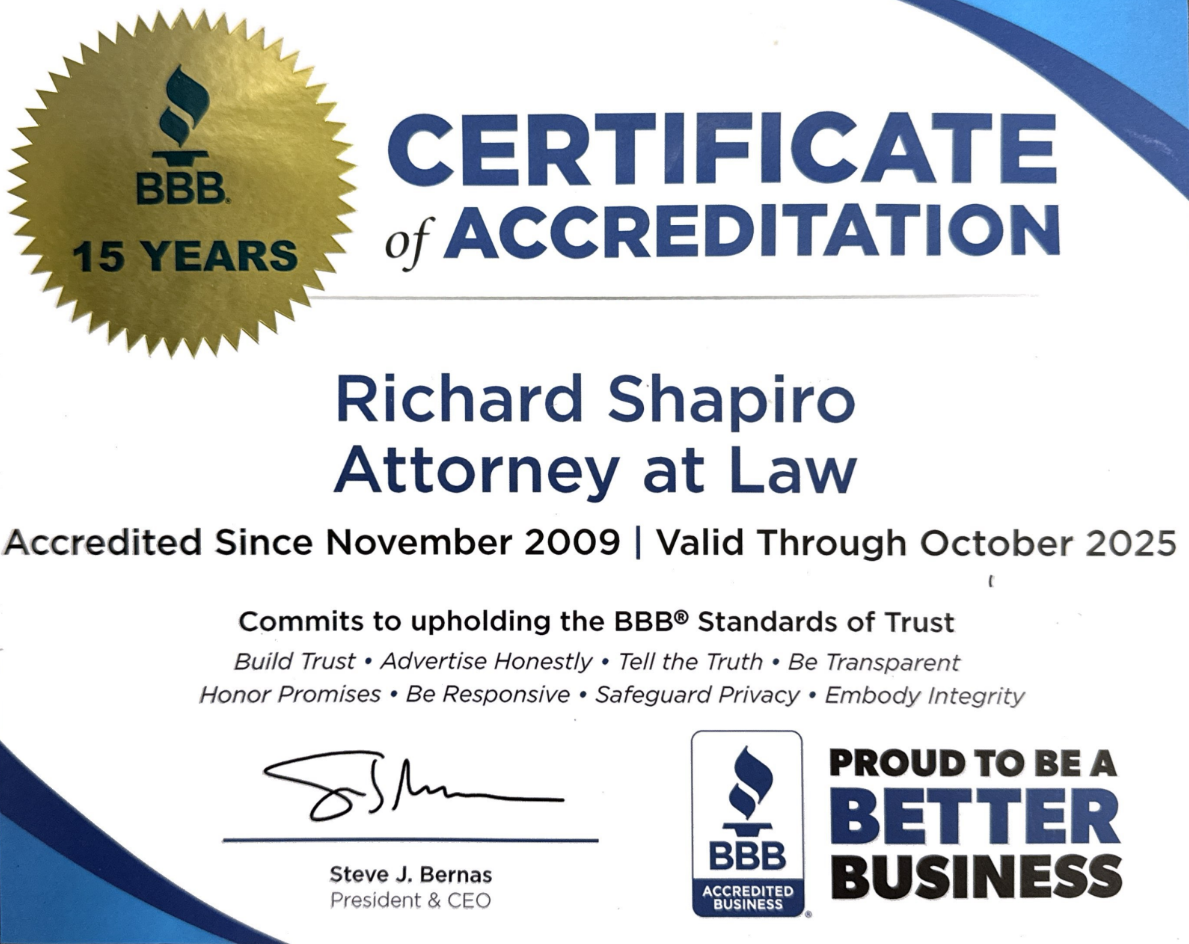 BBB 15 Years Certificate of Accreditation