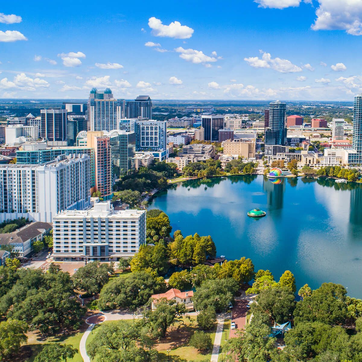 Orlando, Florida, USA Downtown Drone Skyline Aerial