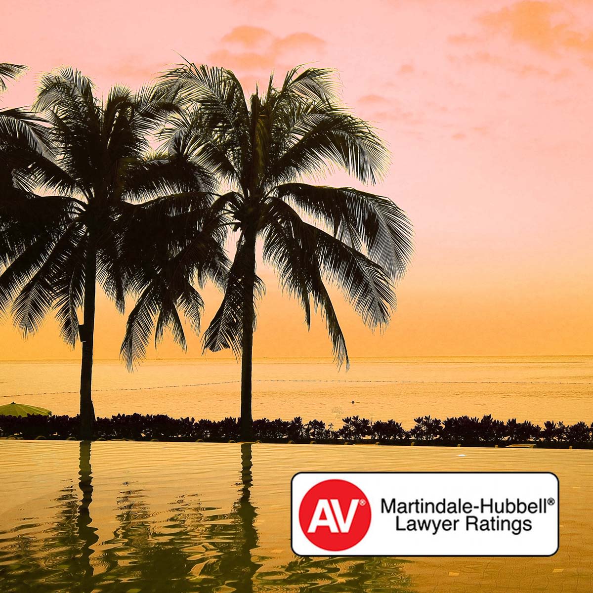 Palm trees by the ocean with orange sunset