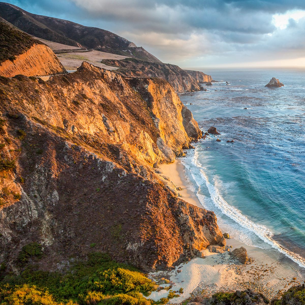 California sunset overlooking the water