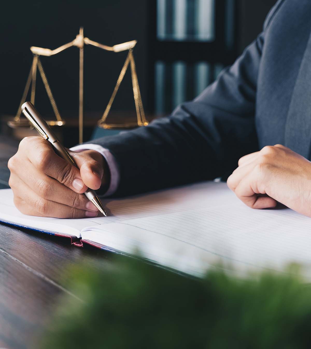 Attorney working at his desk