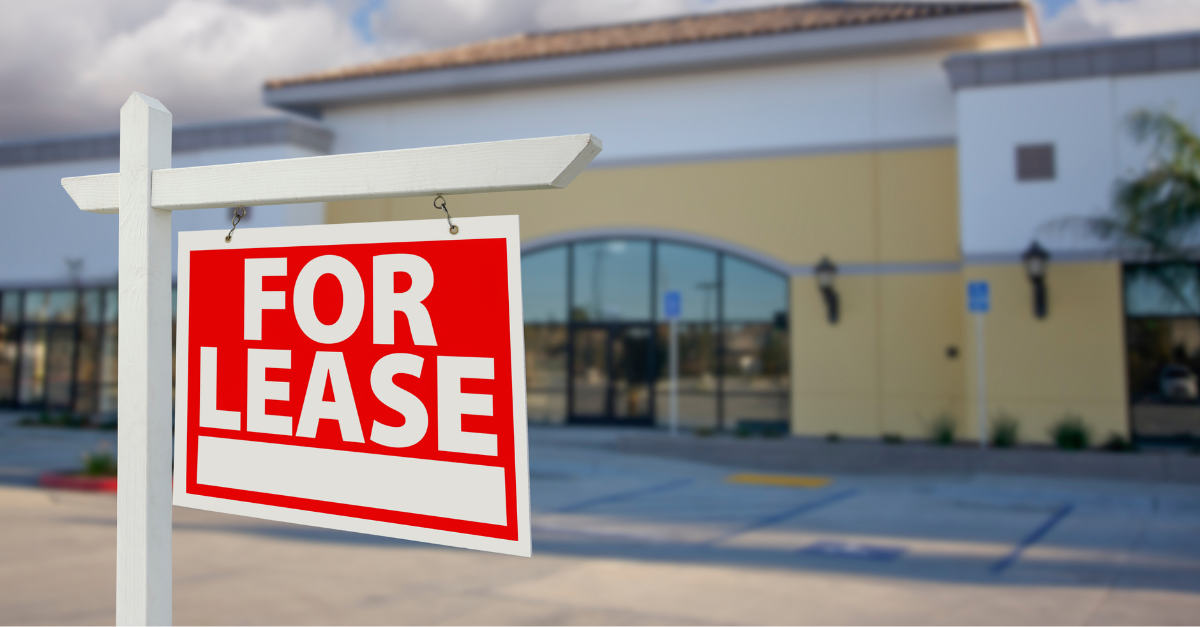 For lease sign in front of a commercial real estate property.