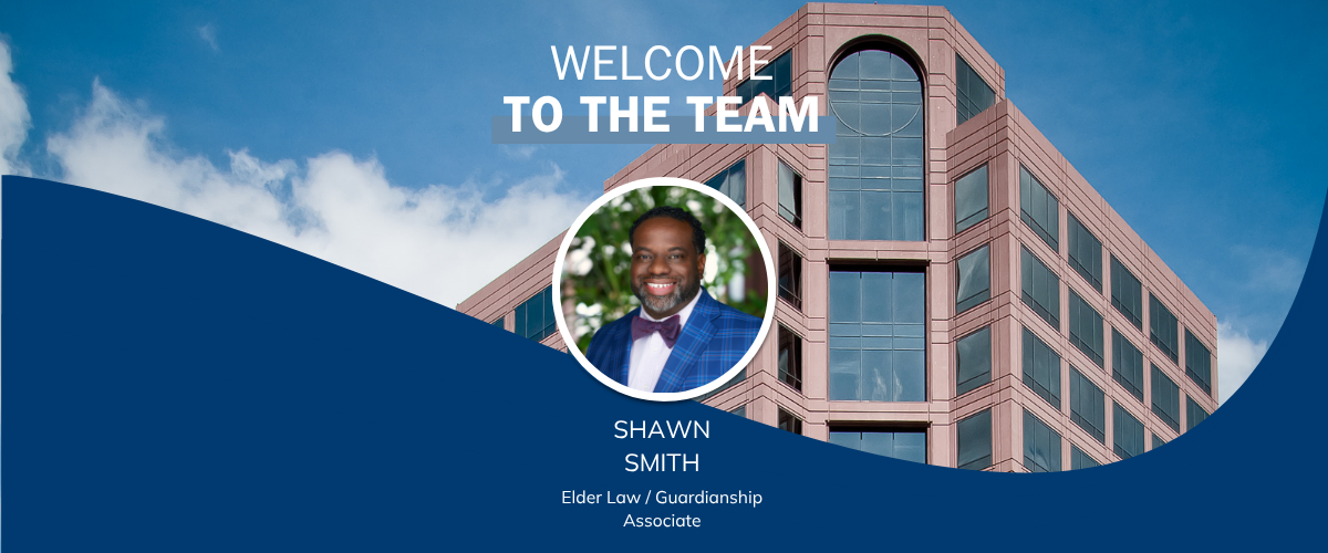 A picture of the orlando office building with words that read 'welcome to the team - Shawn Smith - elder law and guardianship associate'