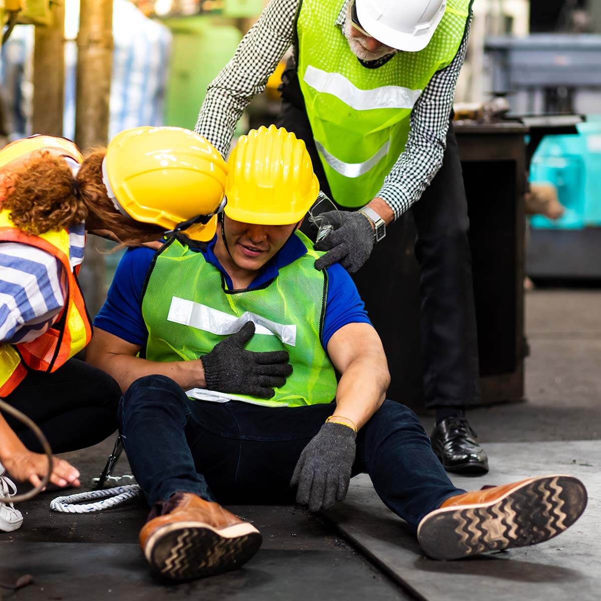 injured worker getting help from coworkers