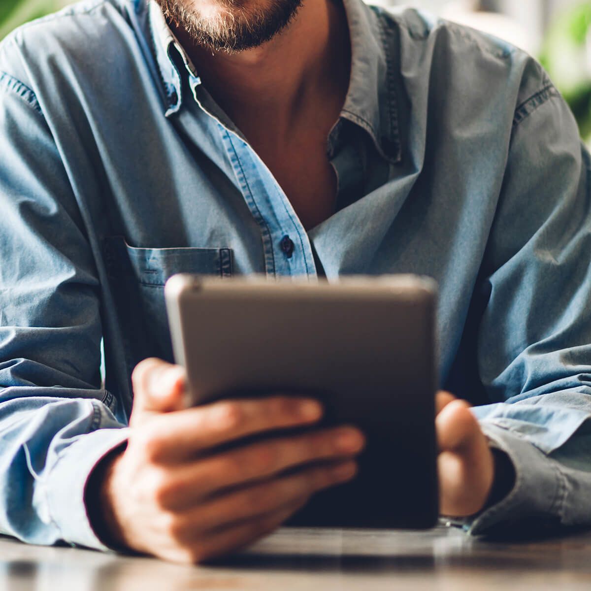 Businessman holding a tablet