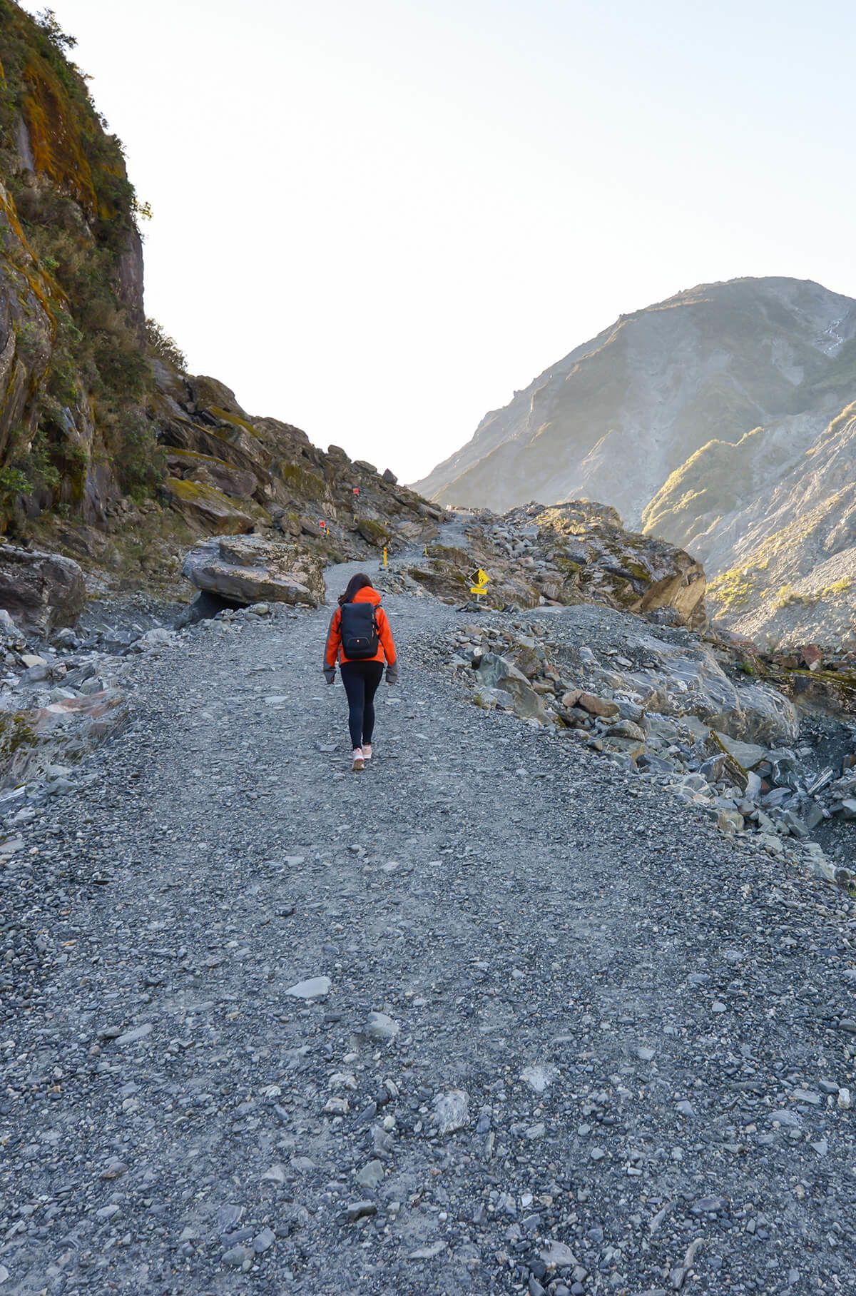 A person trekking up a mountain.