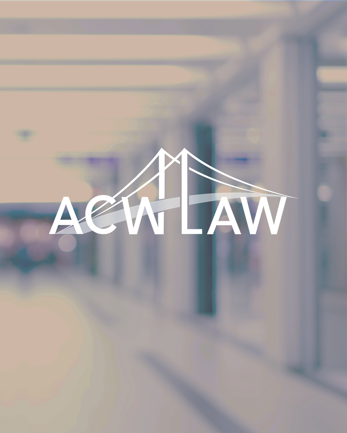 acw law logo over a blurred law office backdrop