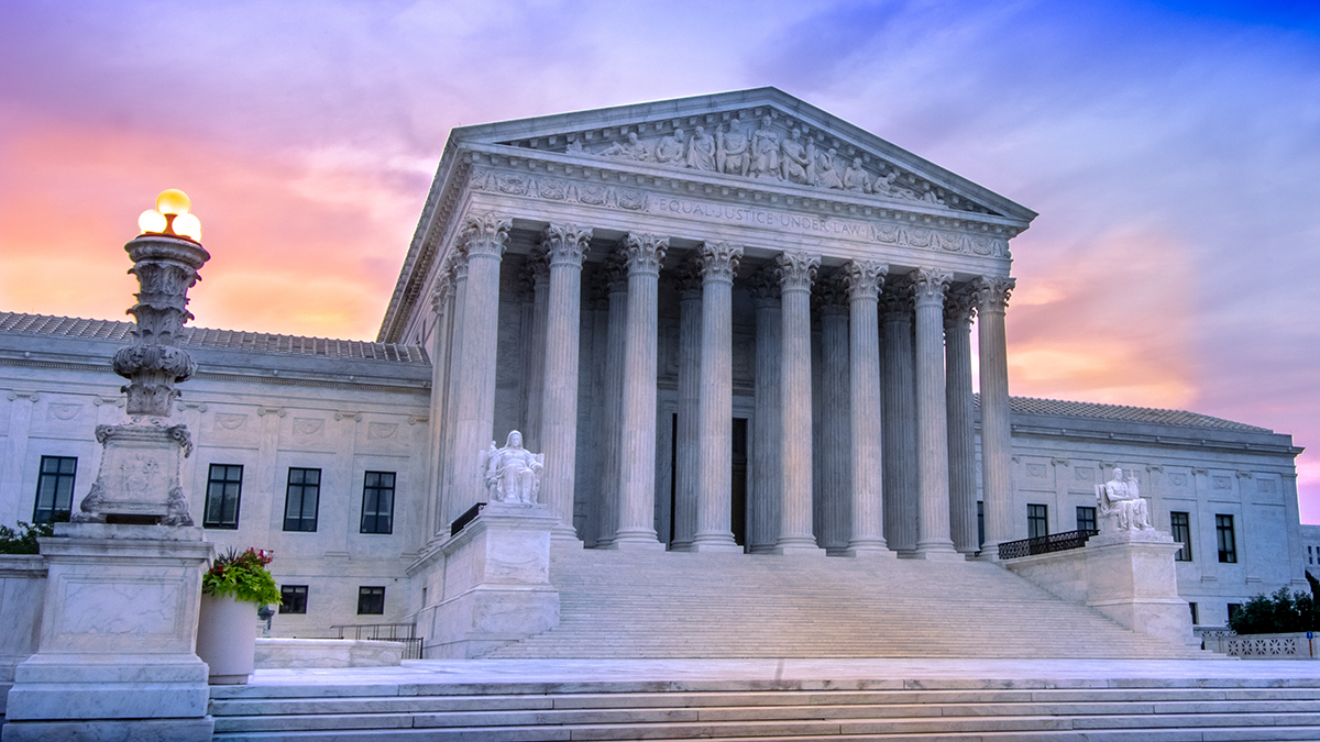 United States Supreme Court at dusk.