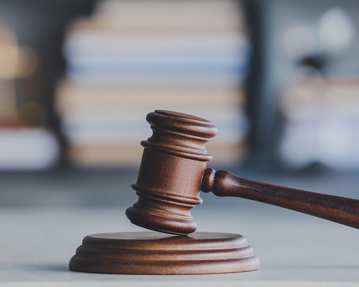 A gavel on a table