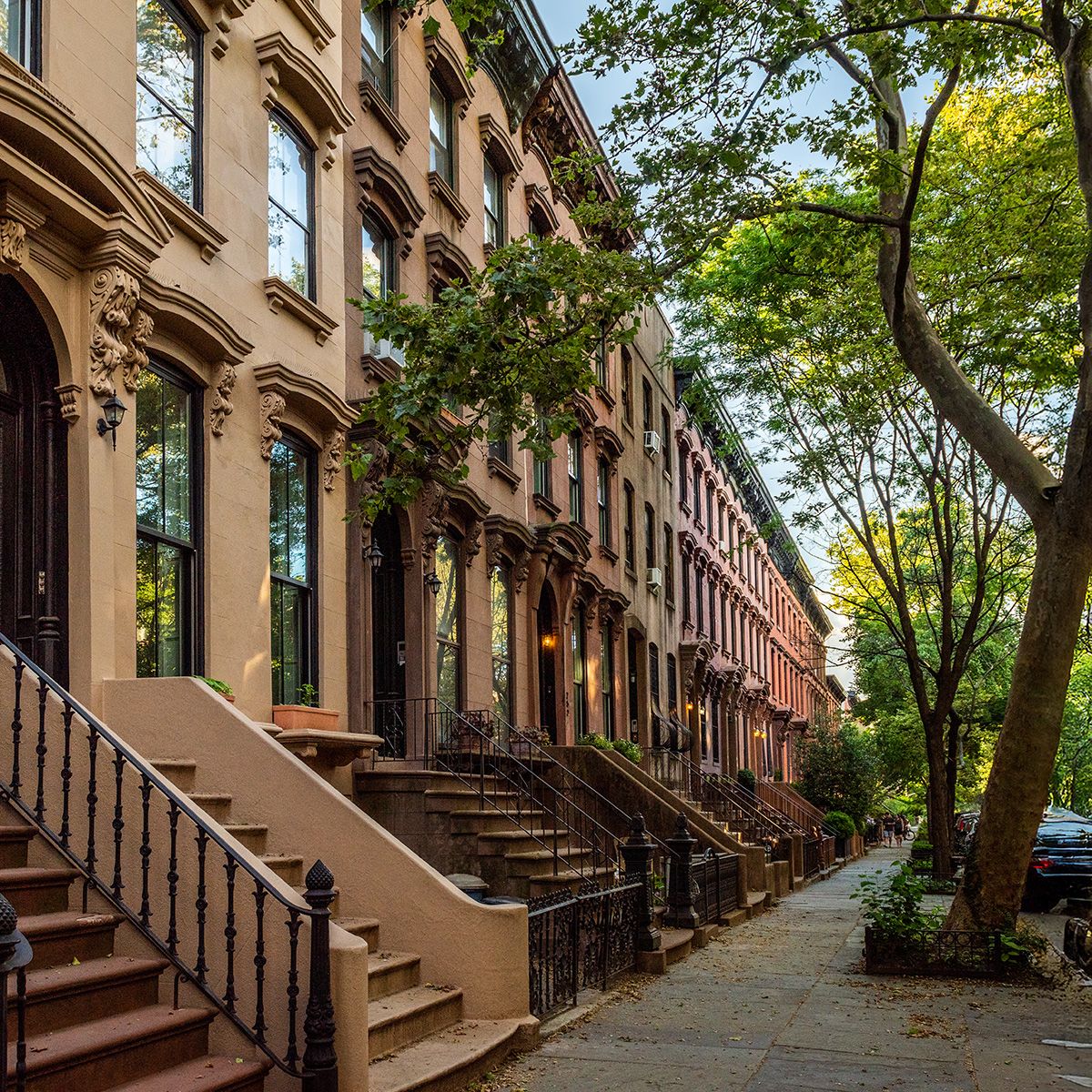 A row of apartment buildings in Brooklyn, NY