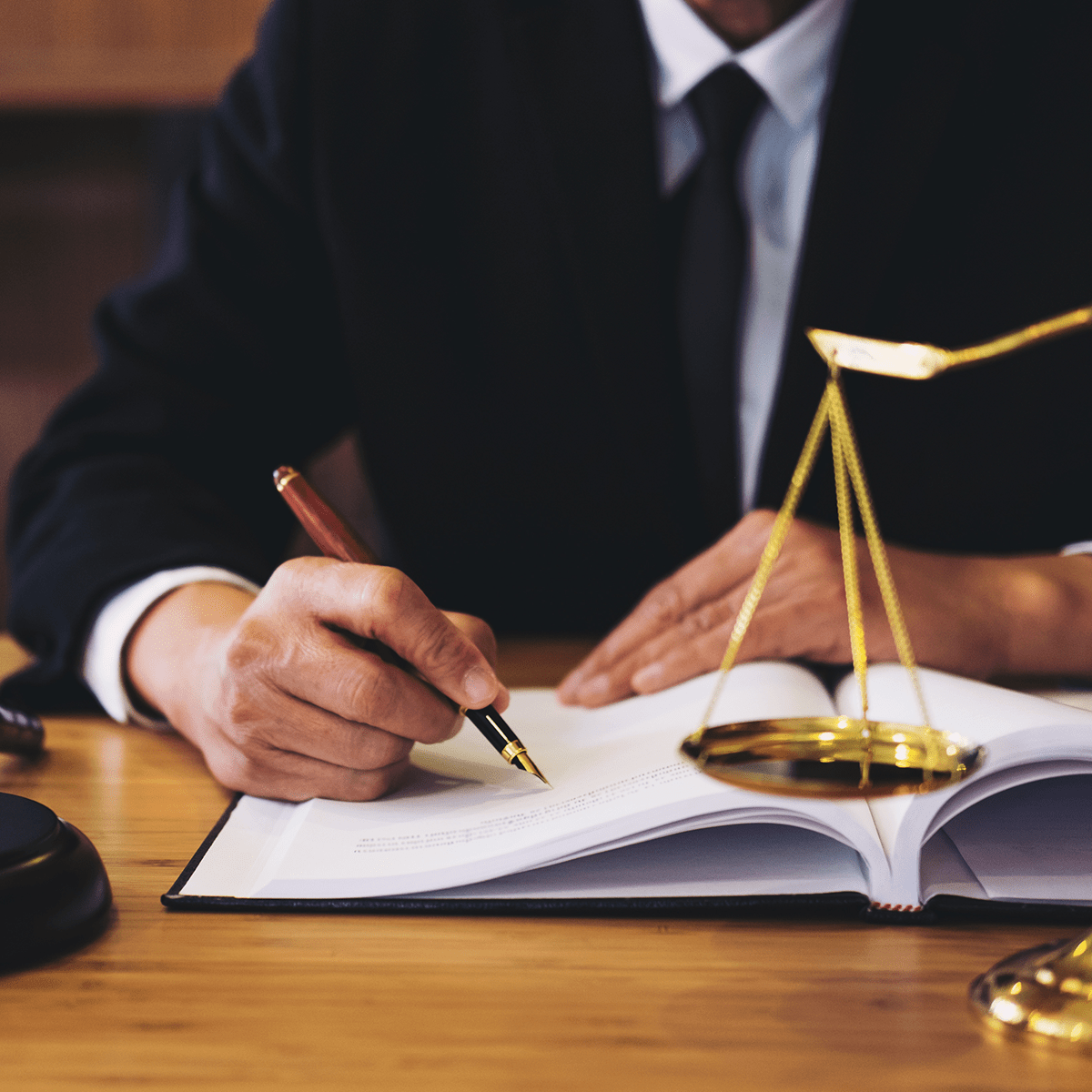 Judge gavel with Justice lawyers, Businessman in suit or lawyer working on a documents. Legal law, advice and justice concept