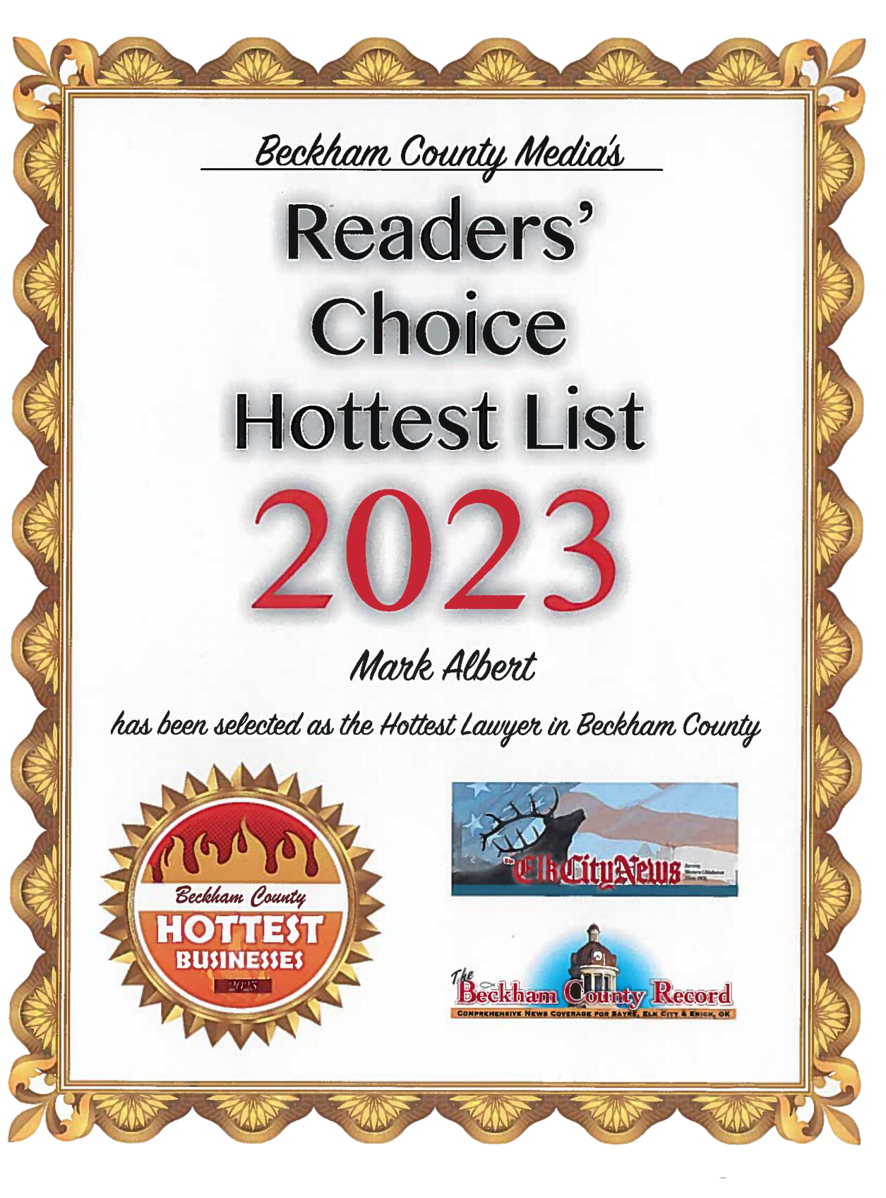 Reader's Choice Hottest List 2023 Beckham County