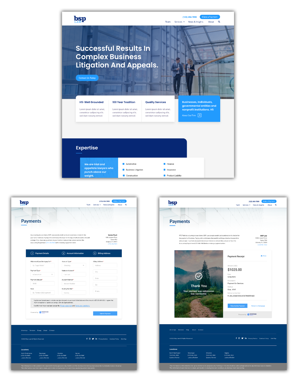 Payment example pages