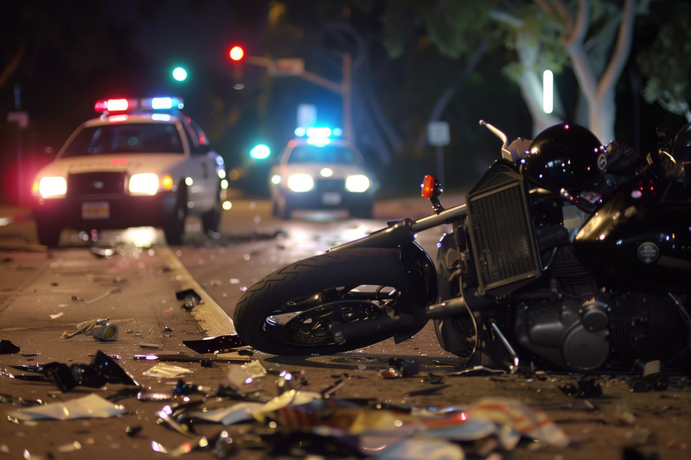 Motorcycle crash on street
