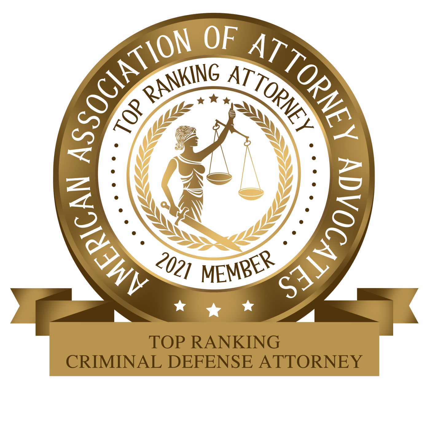 American Association of Attorney Advocates - Top Ranking Criminal Defense Attorney 2021