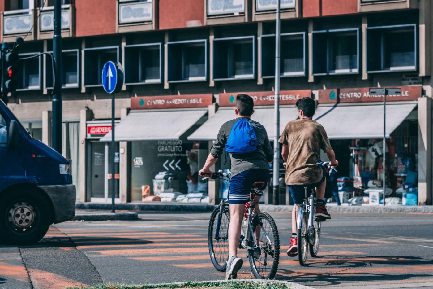 Bicyclist in a crosswalk