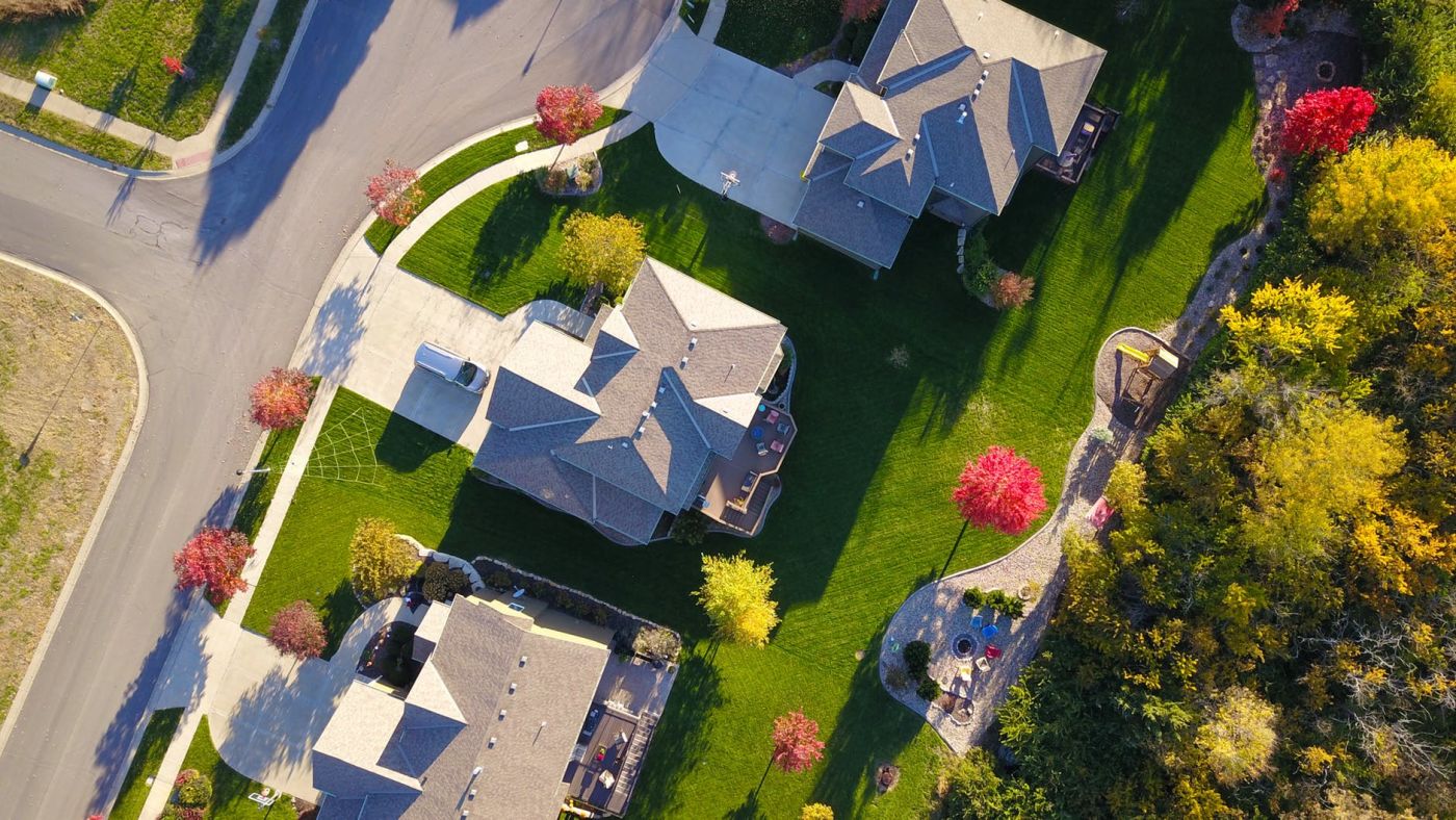 overhead view of a neighborhood