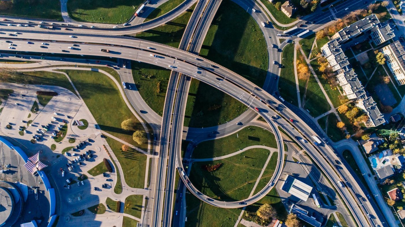overhead view of a highway