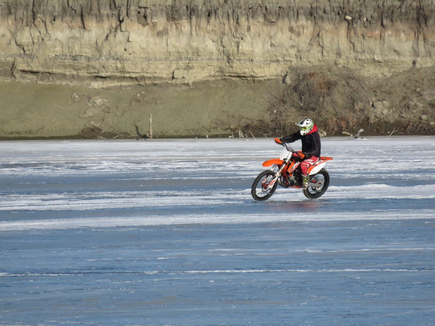 Motorcycle Driving on ice