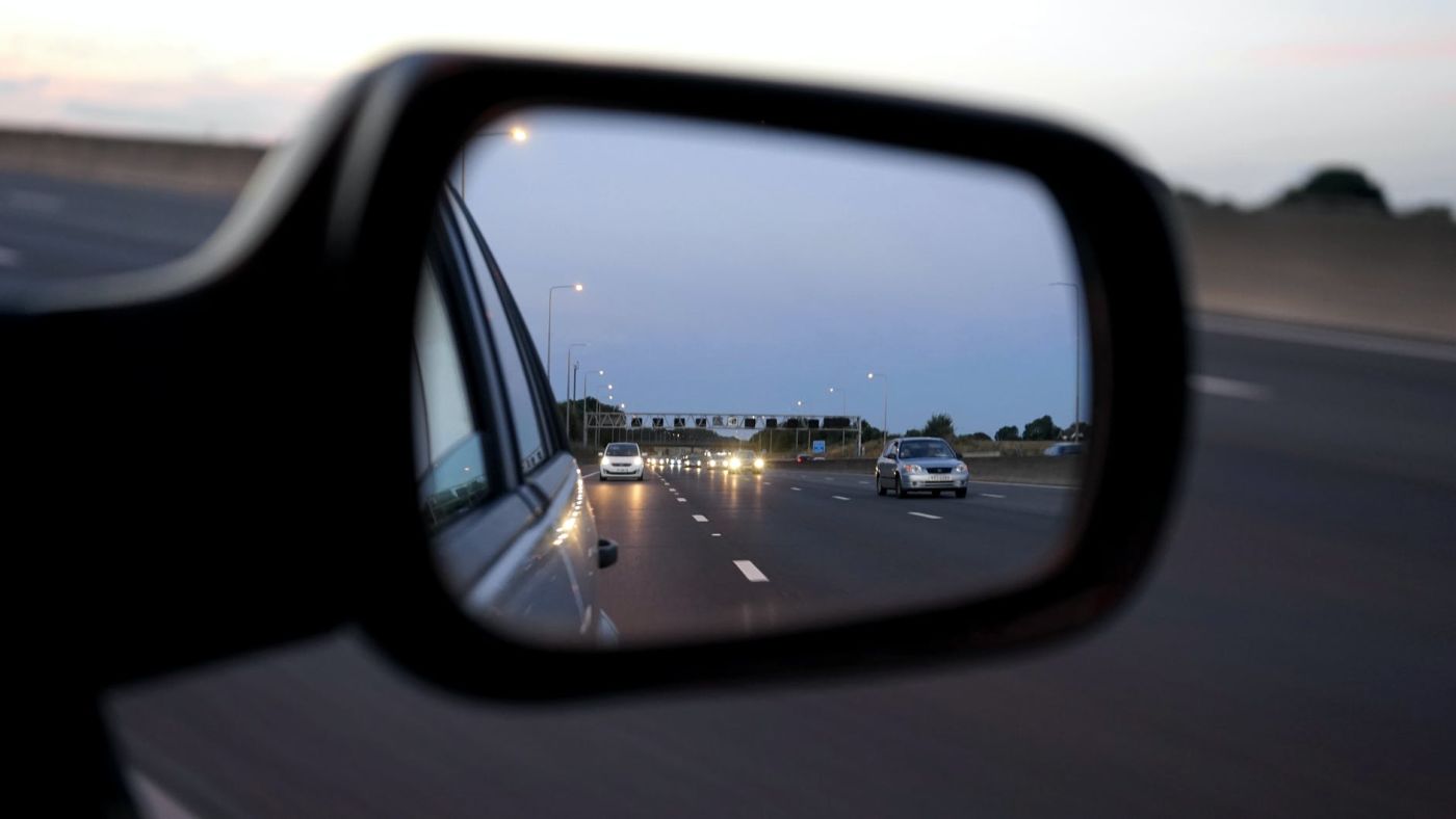 road in rearview mirror