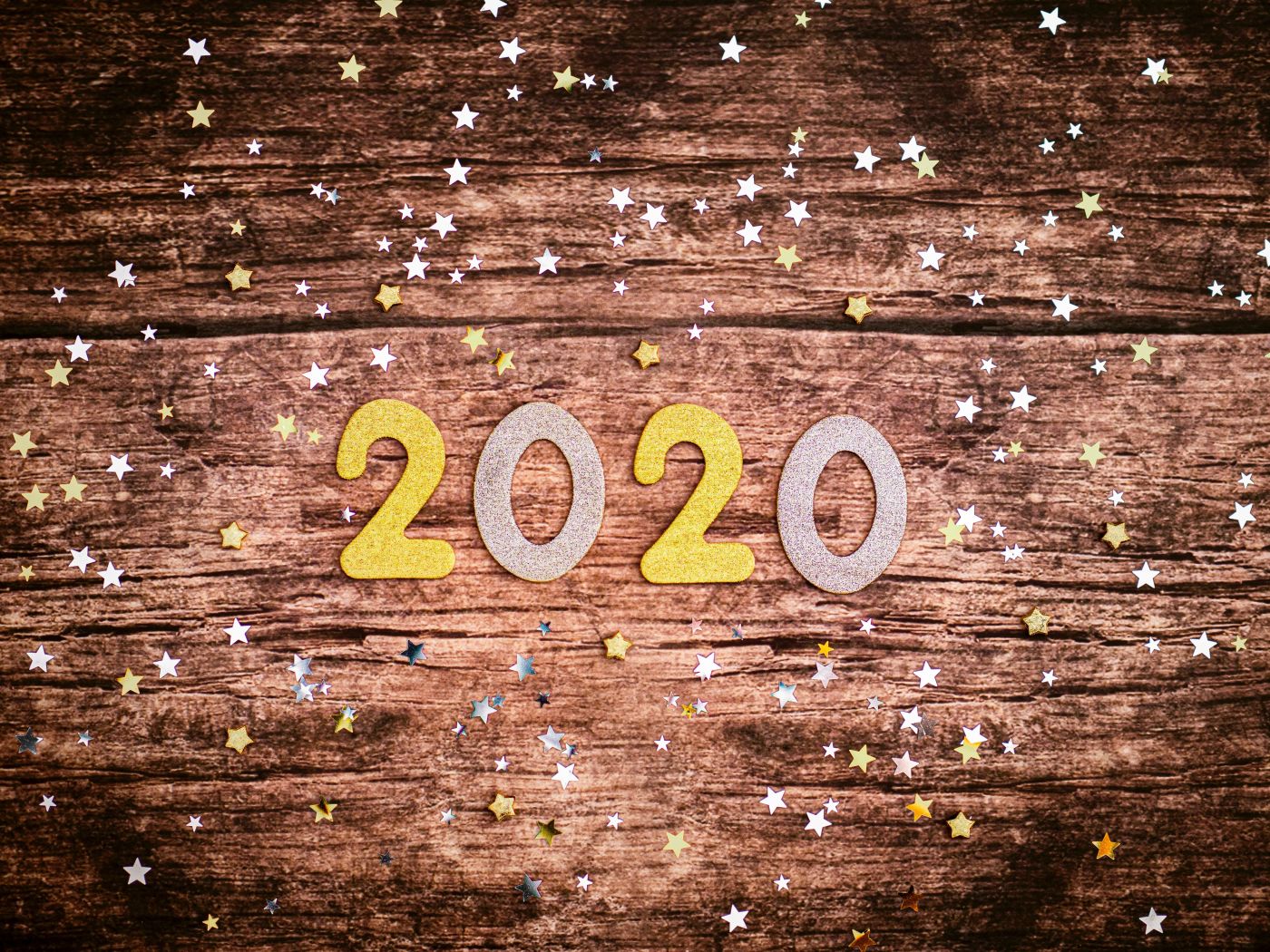 Numbers 2020 on wooden background