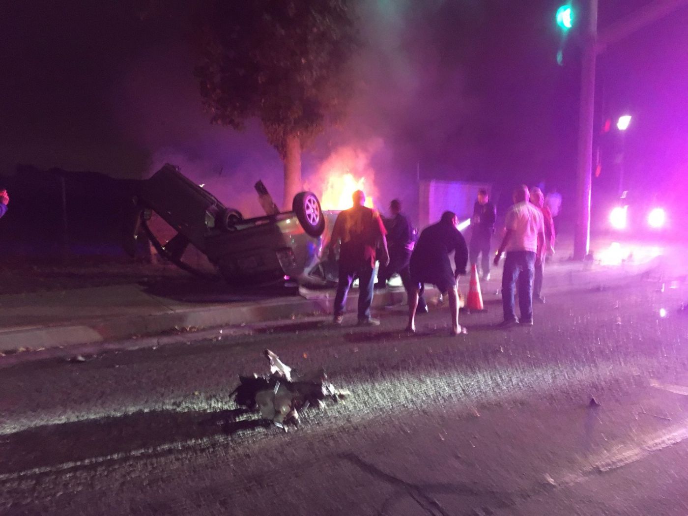 Car crash scene