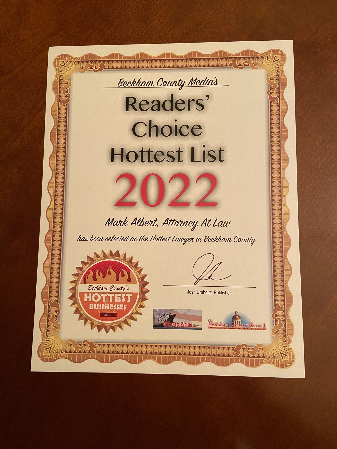 Beckham County's Hottest Businesses 2022 - Hottest Lawyer