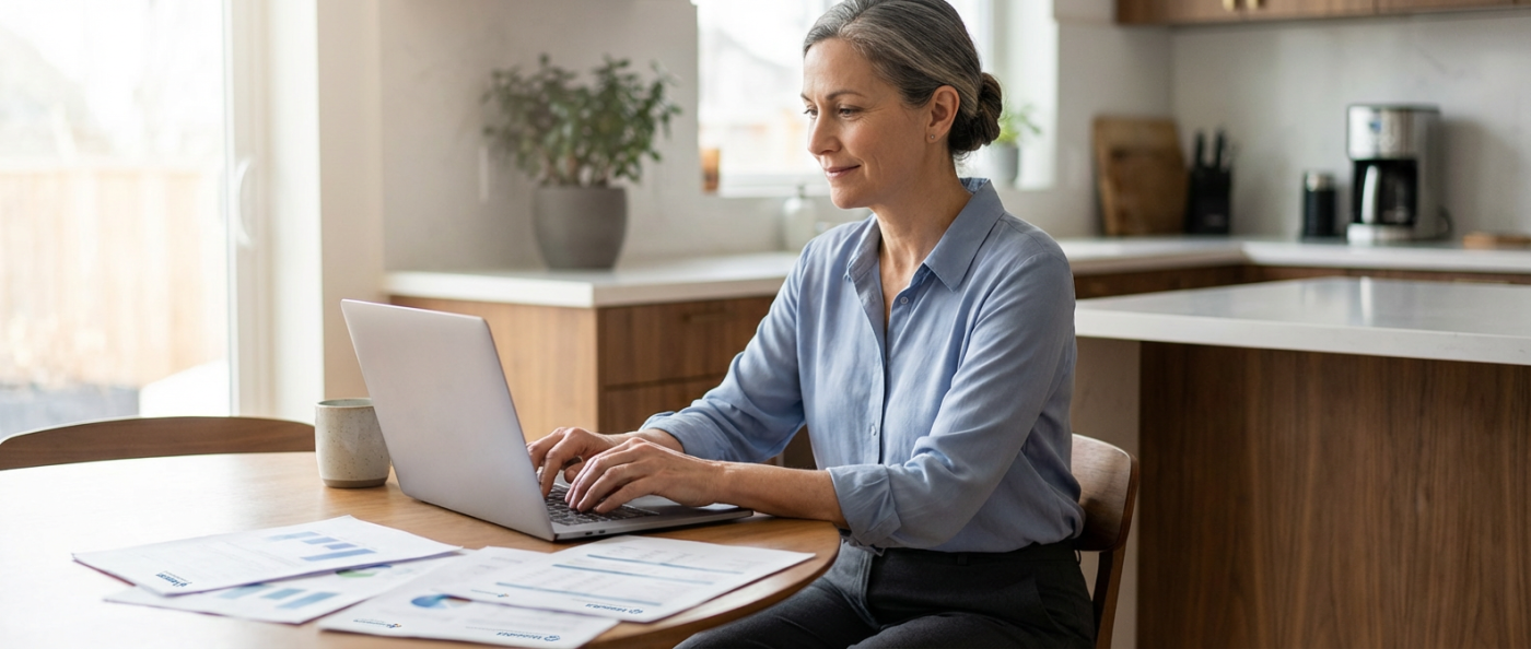 working-parent-laptop-kitchen