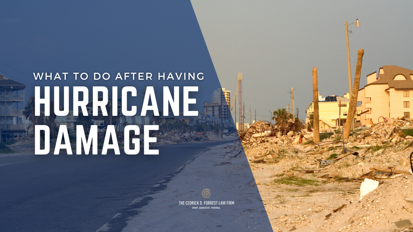 Image of hurricane damage with the text "what to do after having hurricane damage" overlaid