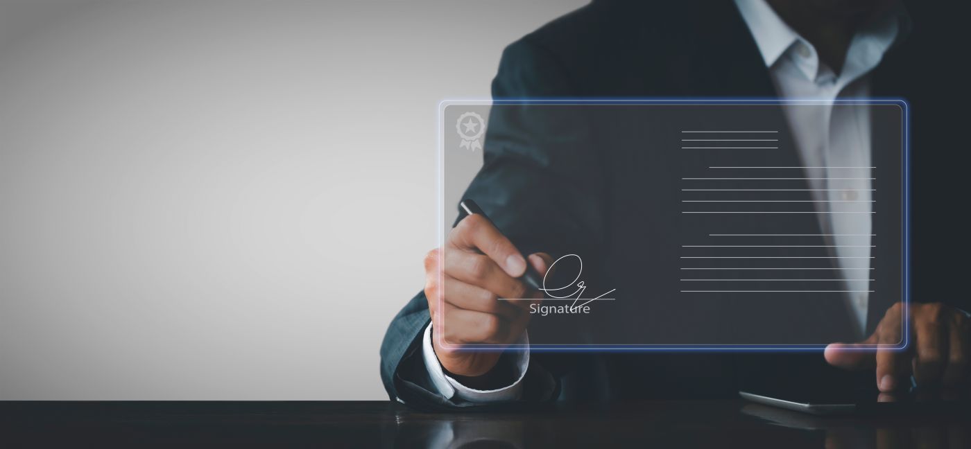 Businessman using E-Signature on a document