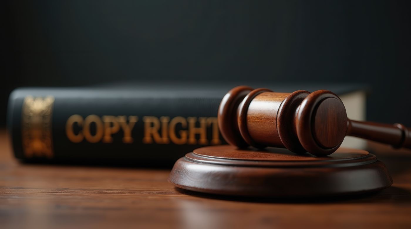 Gavel with Copyright law book