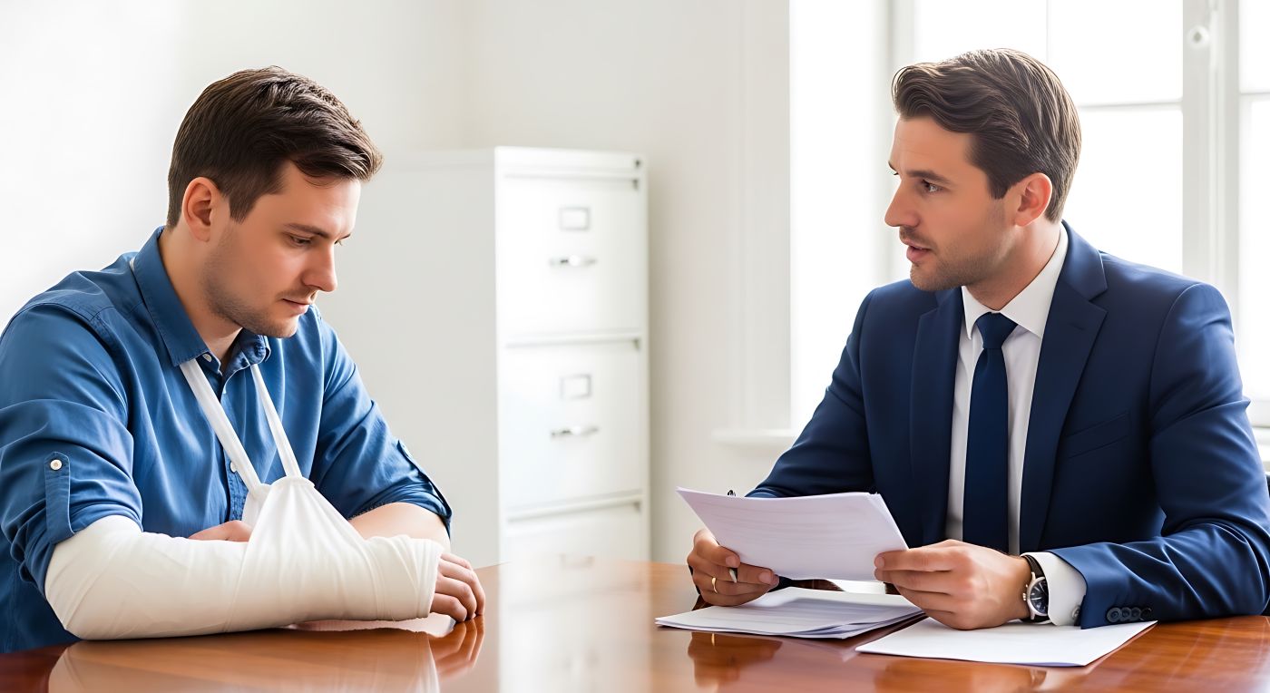 Injured person consulting with attorney