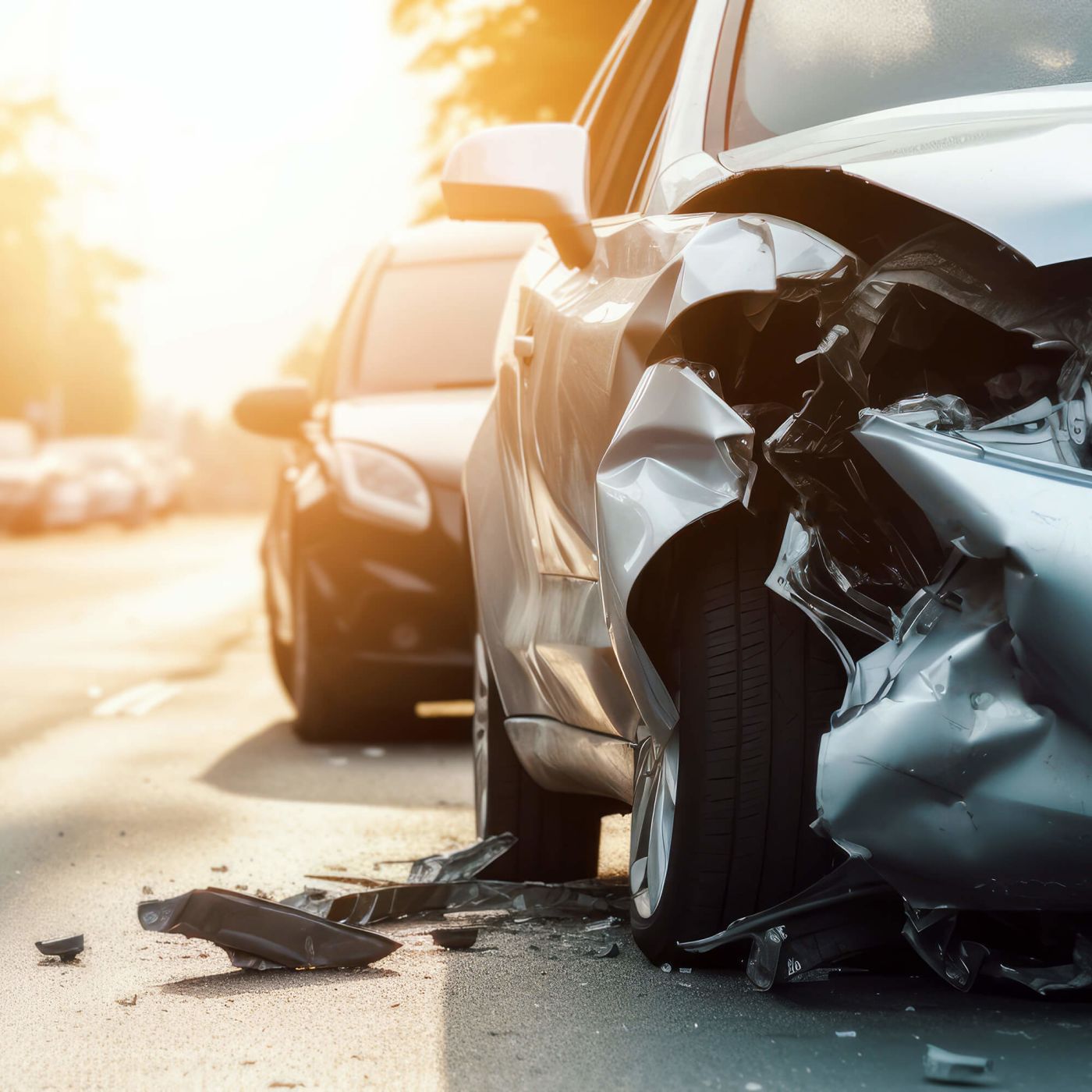 accident on the road. banner with copy space.