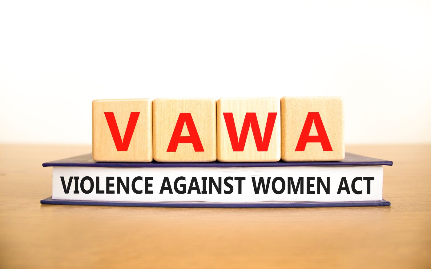 VAWA words on wooden cube