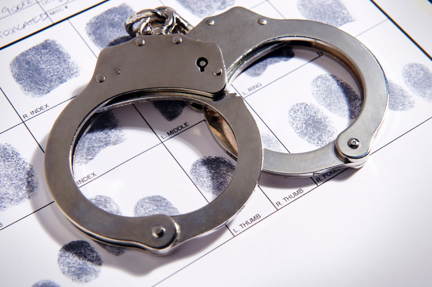 Handcuff with Criminal Fingerprint record sheet