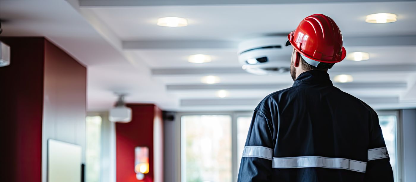 Professional inspect fire safety in building