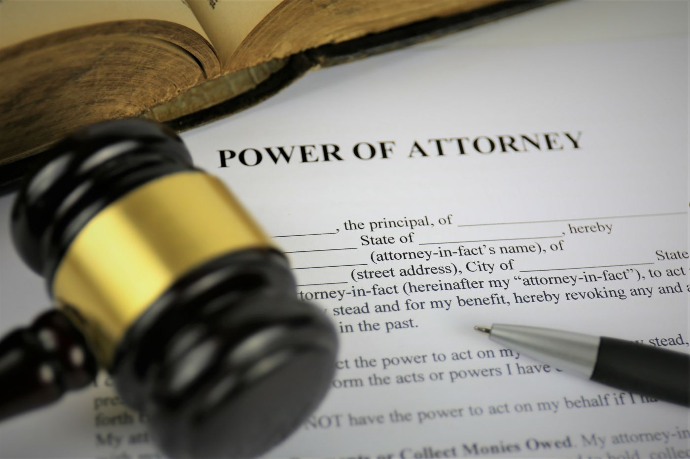 Power of Attorney document and gavel