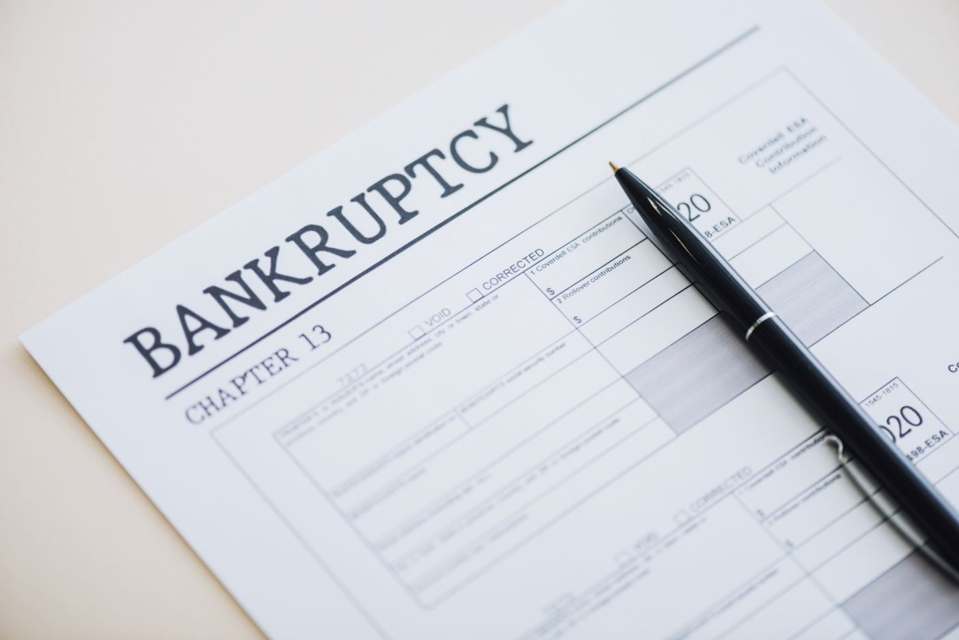 Bankruptcy Chapter 13 File on table