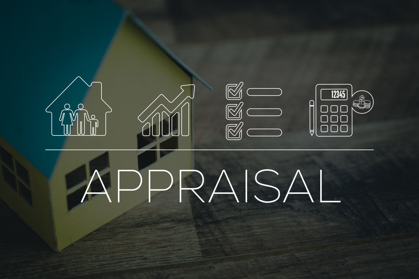 House and symbols representing property appraisal