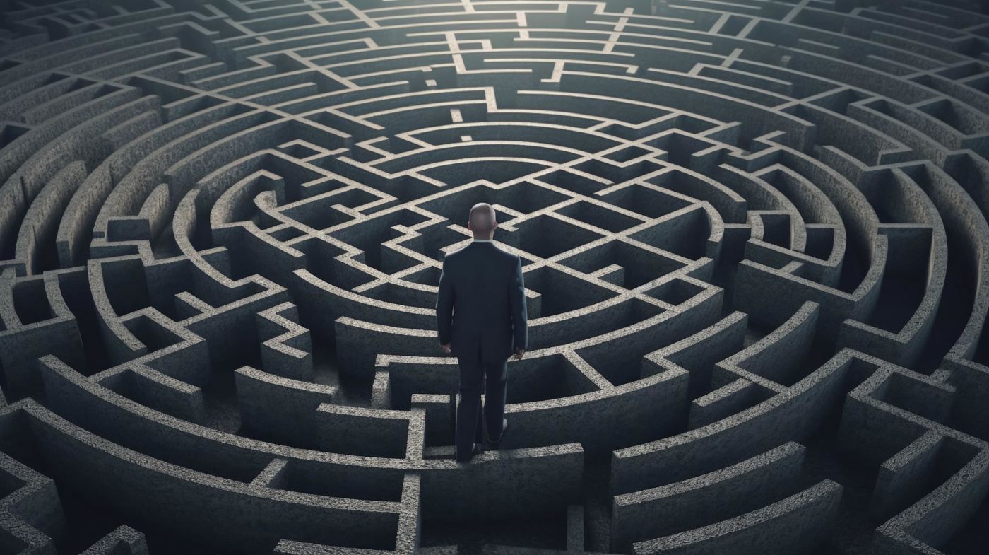 Man standing in a maze