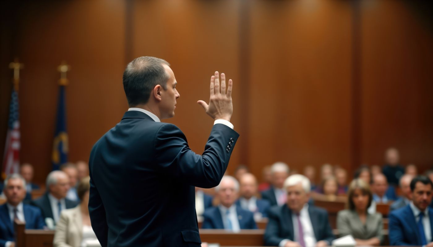 Witness taking oath during legal proceedings