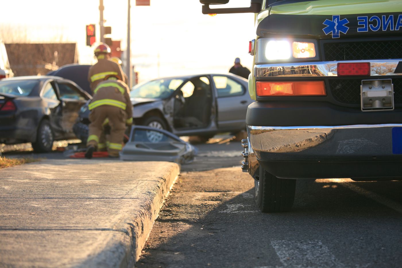 Paramedics at car accident site