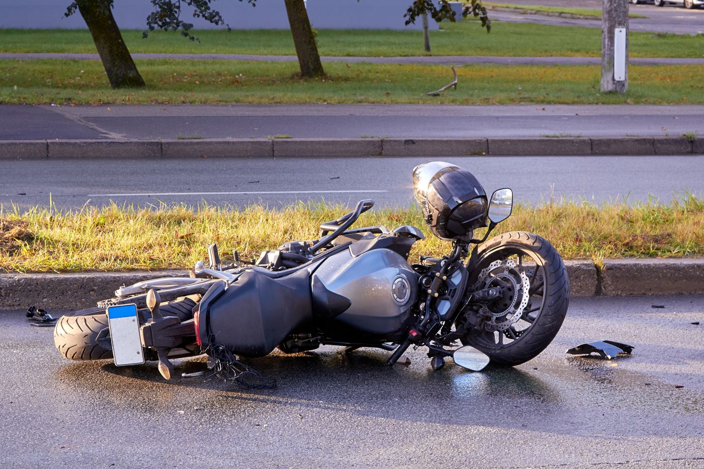 Motorcycle crash on highway