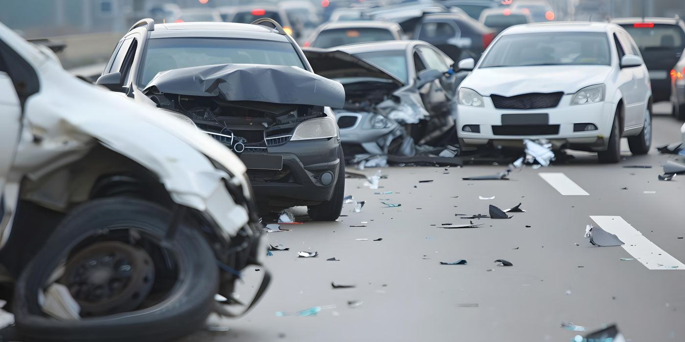 Multiple car accident in highway