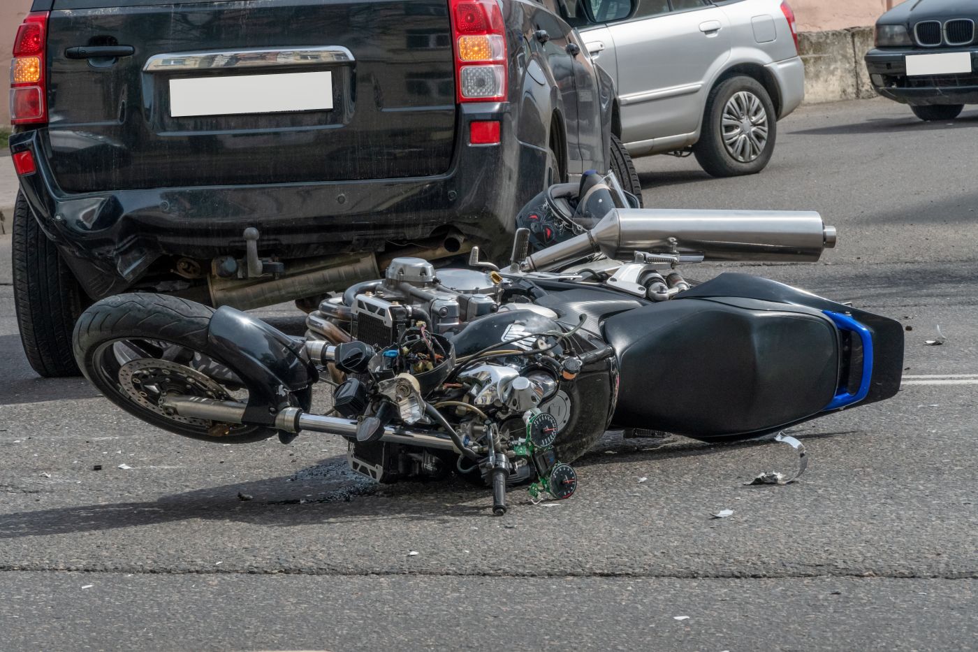 Crashed Motorcycle in highway